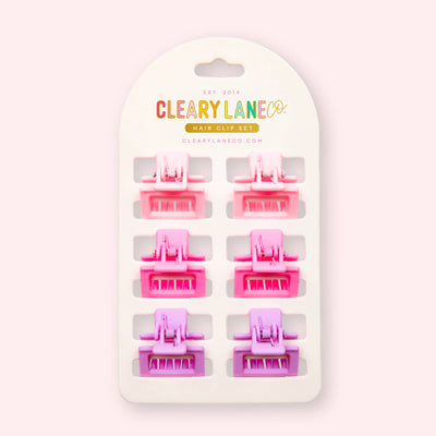 Cleary Lane Mini Hair Clip Set | Pink & Purple