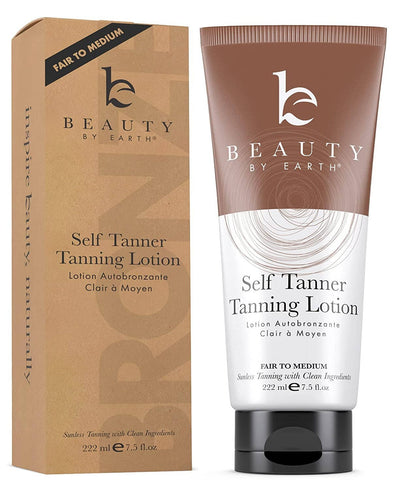 Beauty by Earth Self Tanner Body Lotion 7.5oz, (2 Shades): Medium to Dark