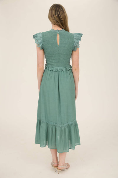 Ivory Smocked Midi Dress