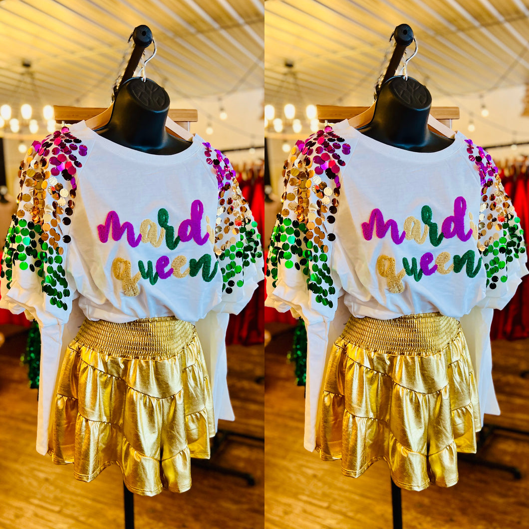 Mardi Queen Embroidered Top