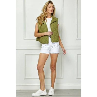 Coral Qulited Collar Vest