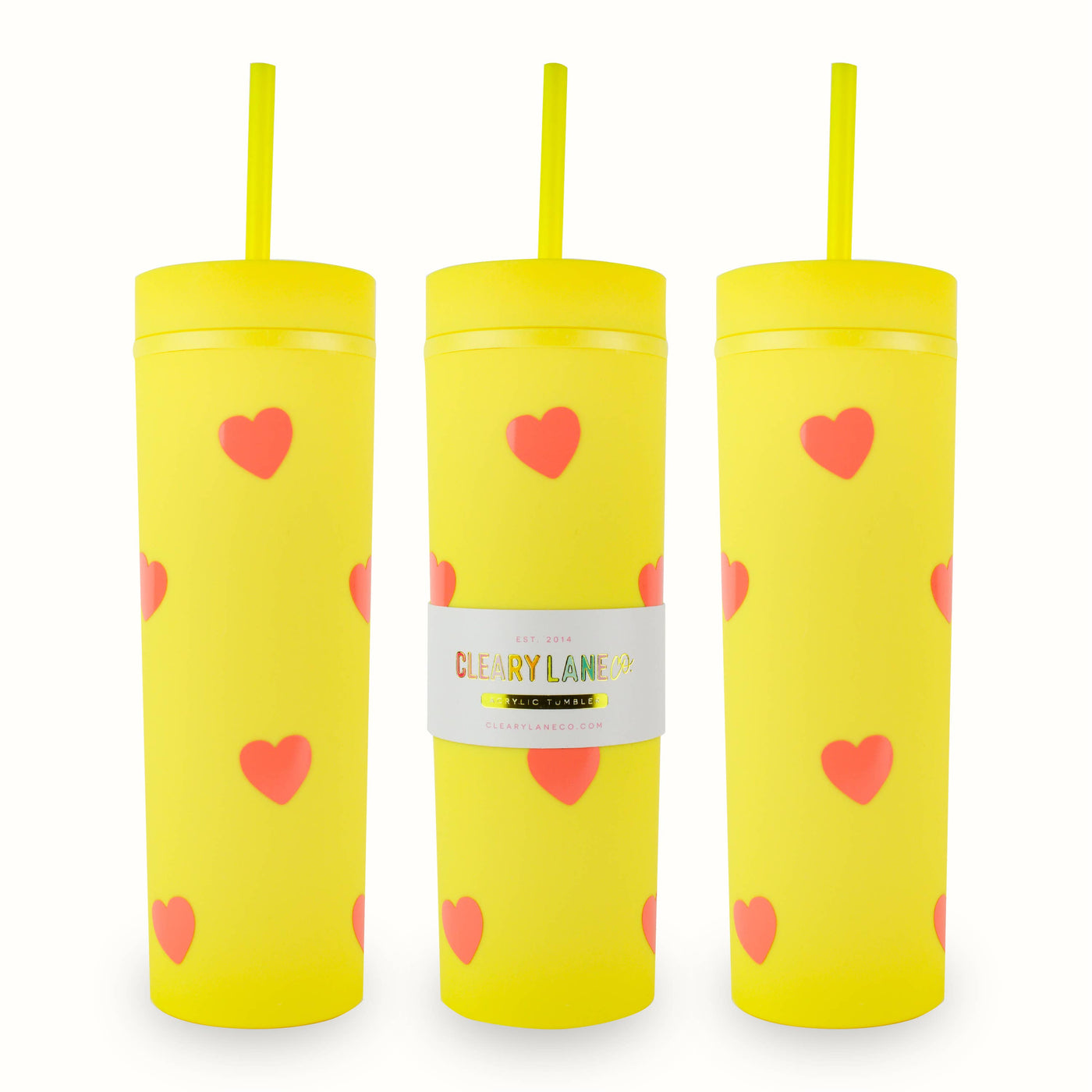 Cleary Lane 16oz Matte Tumbler Cup | Canary Hearts