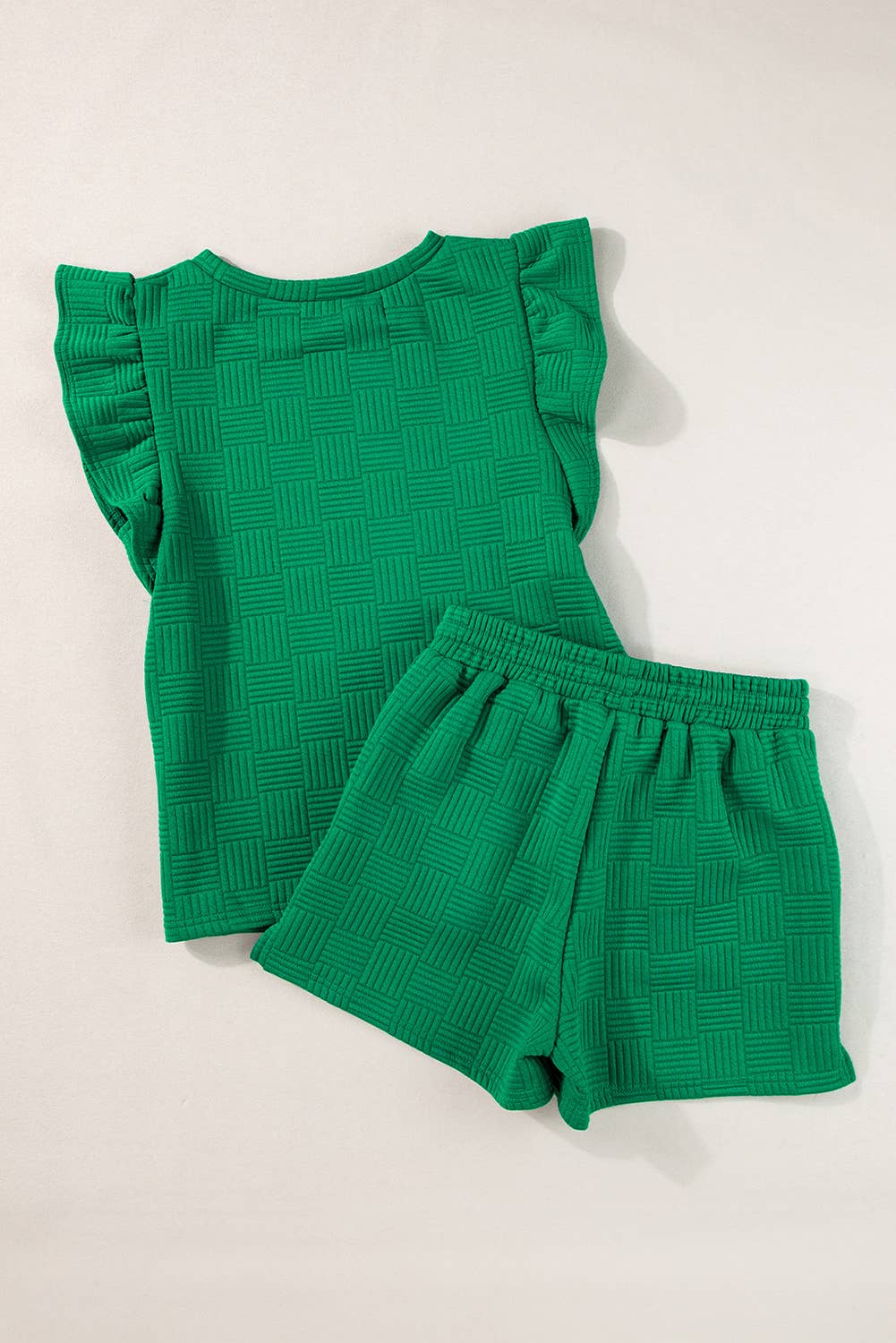 Green Textured Ruffle Set