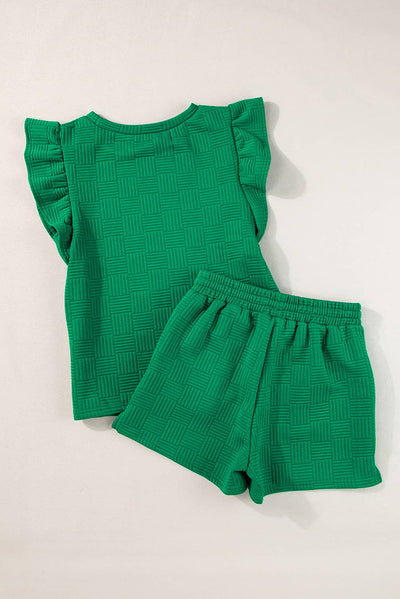 Green Textured Ruffle Set