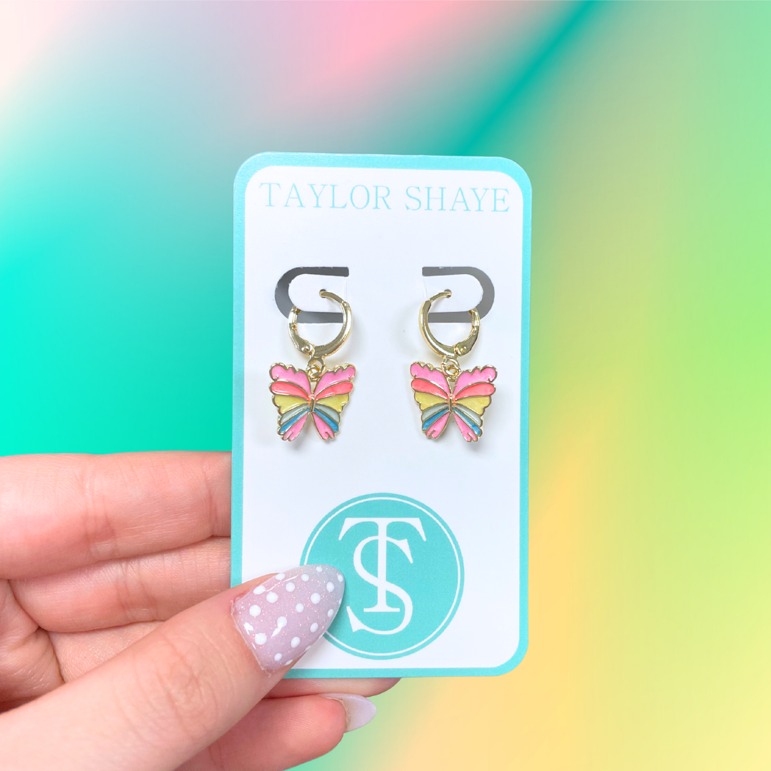 Taylor Shaye Pastel Butterfly Huggies