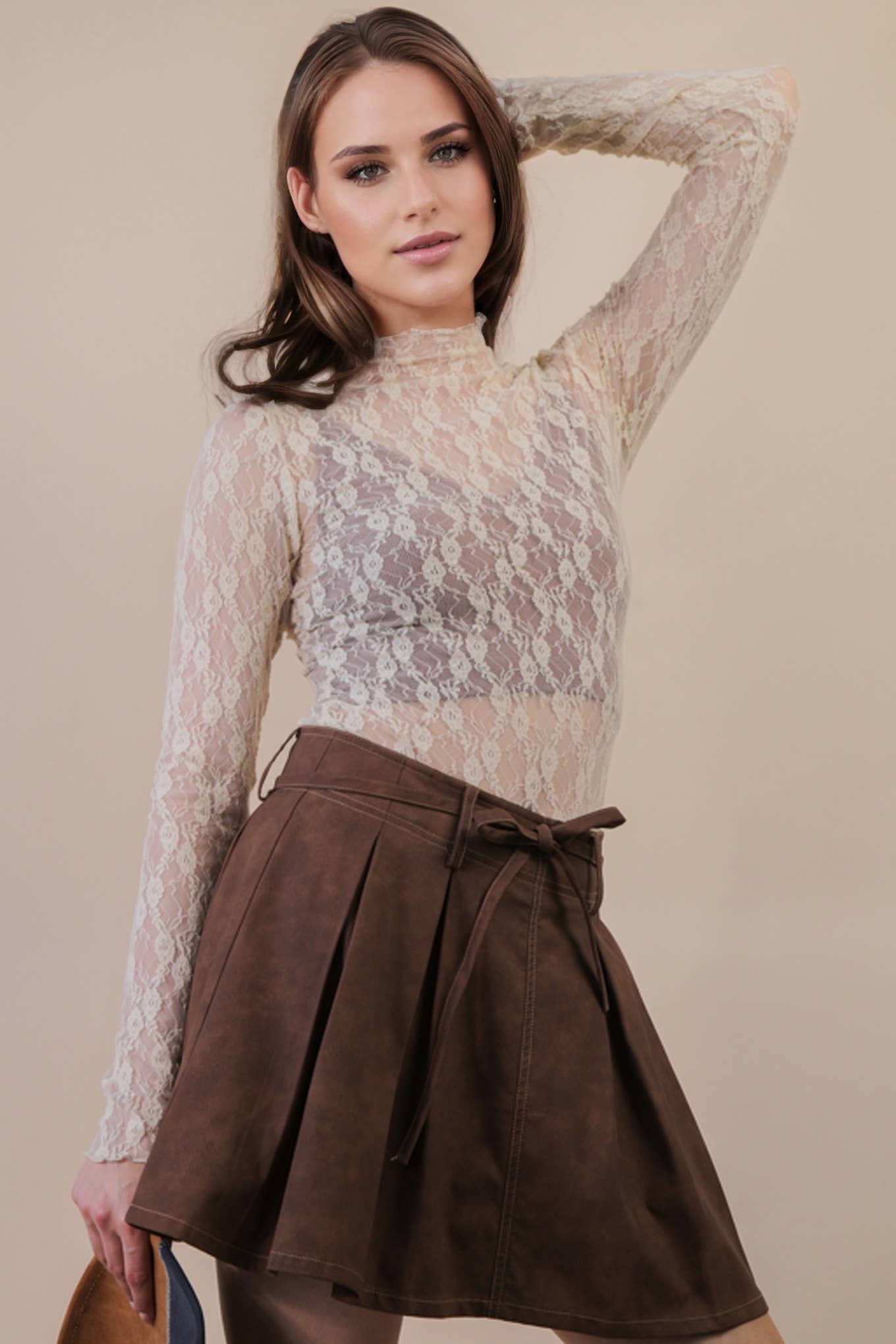 Champagne Rose Sheer Mesh Top