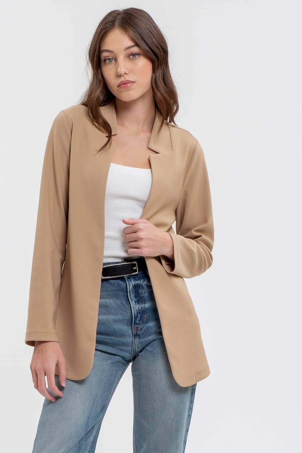 Khaki Notch Collar Blazer