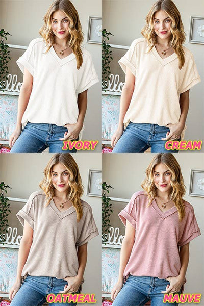 Baby Pink Ribbed Top