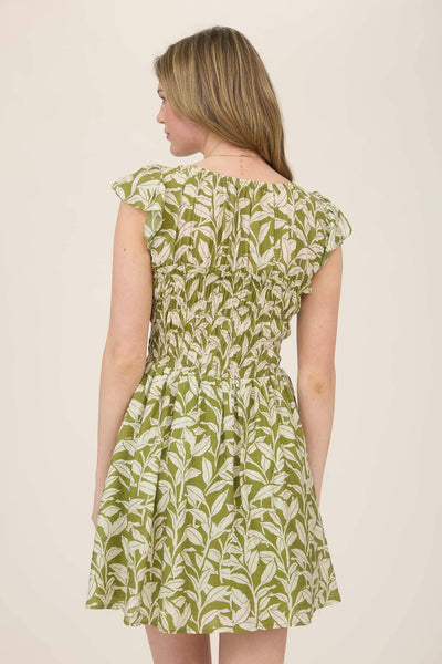 Olive Leaf Smocked Mini
