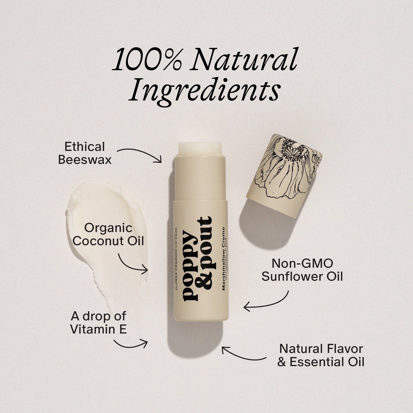 Poppy & Pout Lip Balm: Marshmallow Creme