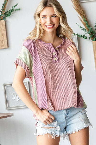 Pink Color Block Top