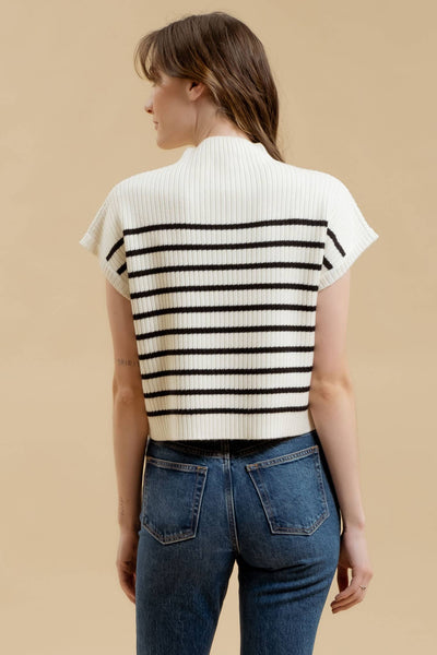 Ivory Stripe Sweater Knit Top