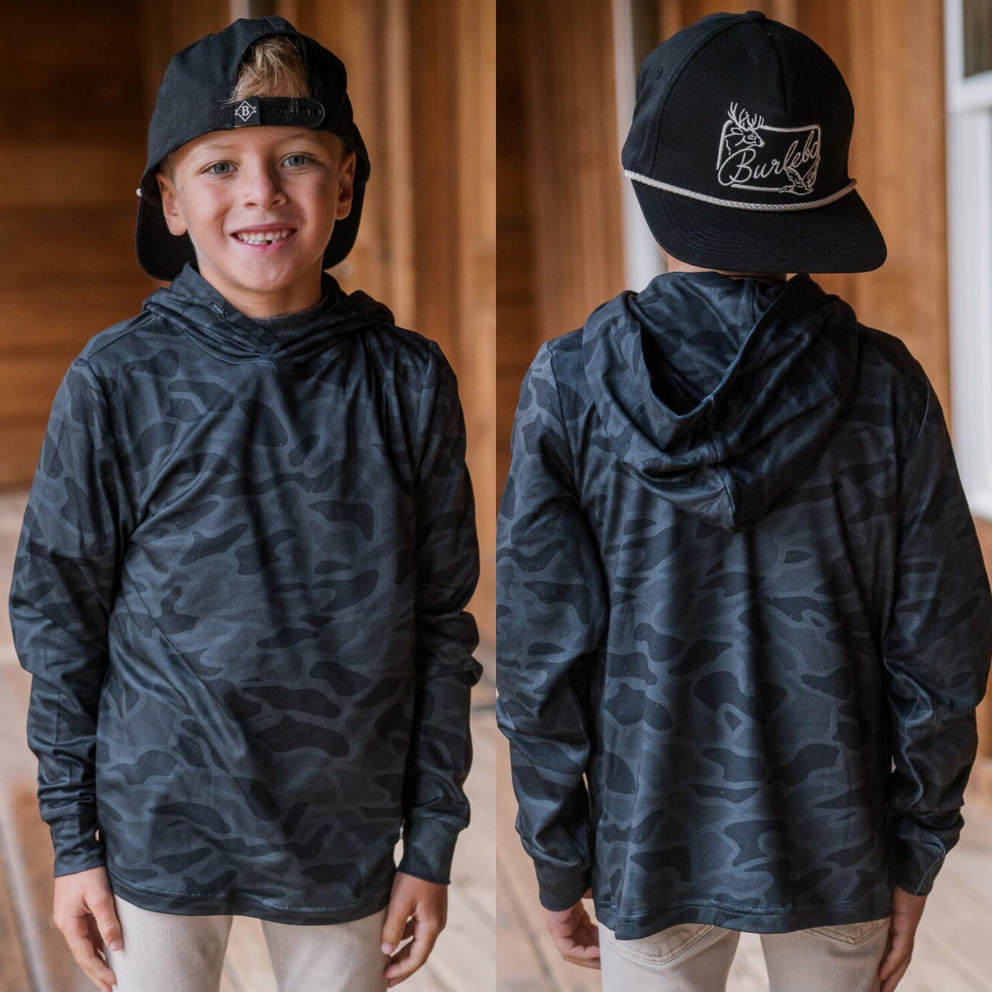 Burlebo Youth Performance Hoodie - Black Camo