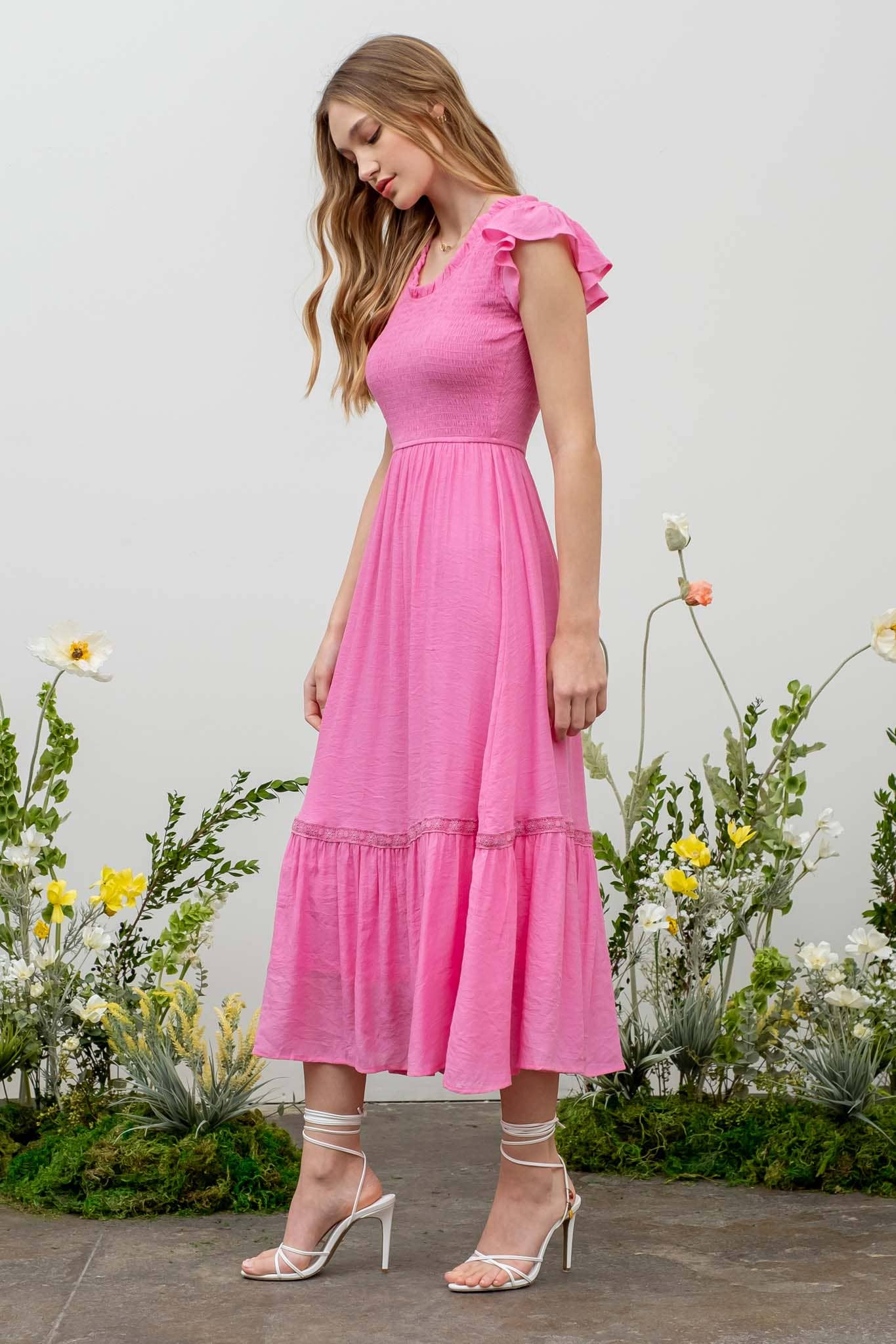 Love Me Pink Smocked Midi