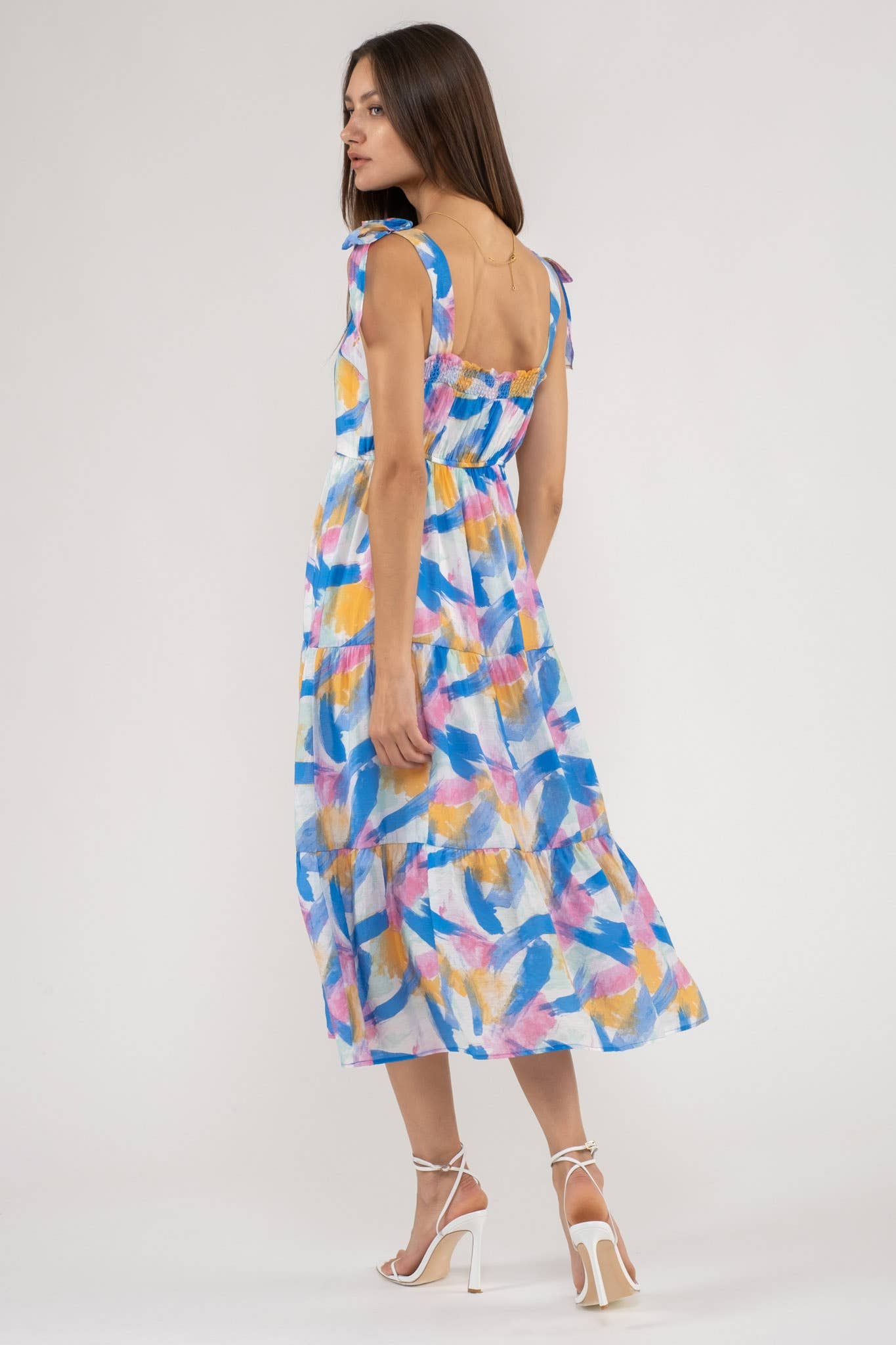 Blue Brush Stroke Midi Dress