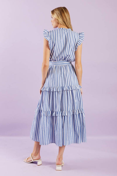 Blue Striped Midi Dress