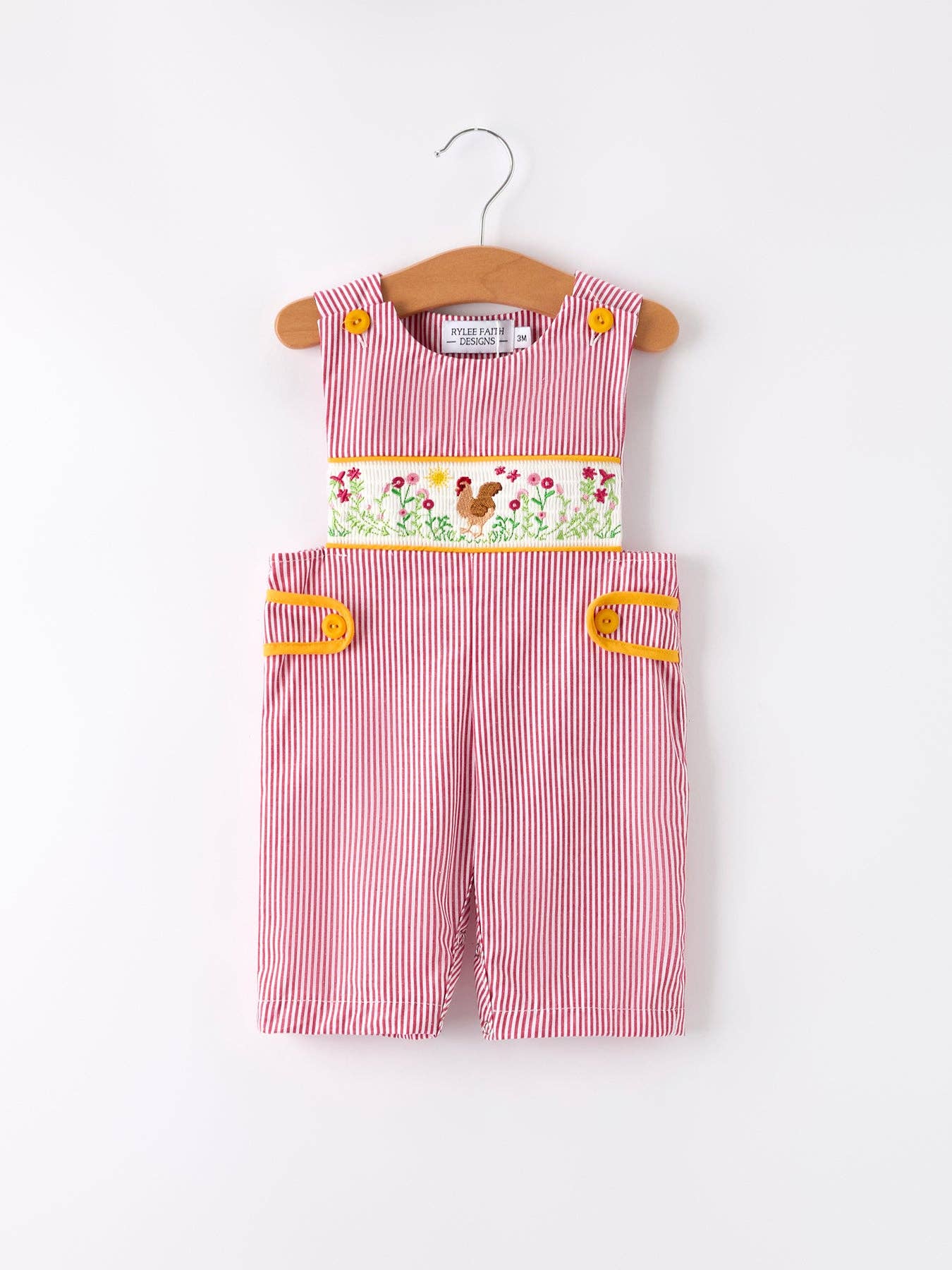 Autumn Rooster Smock Embroidered Boys Romper