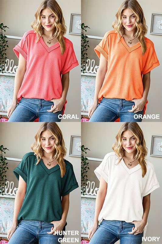 Kelly Green Ribbed Top
