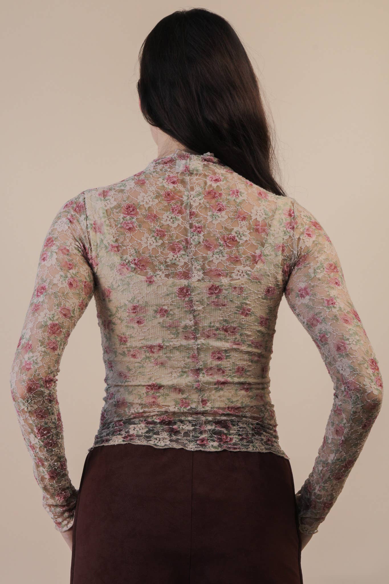 Champagne Rose Sheer Mesh Top