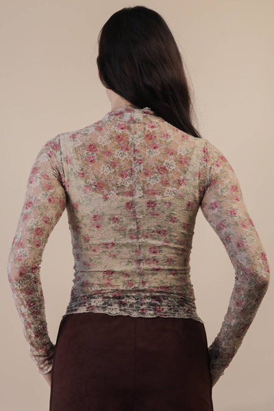 Champagne Rose Sheer Mesh Top