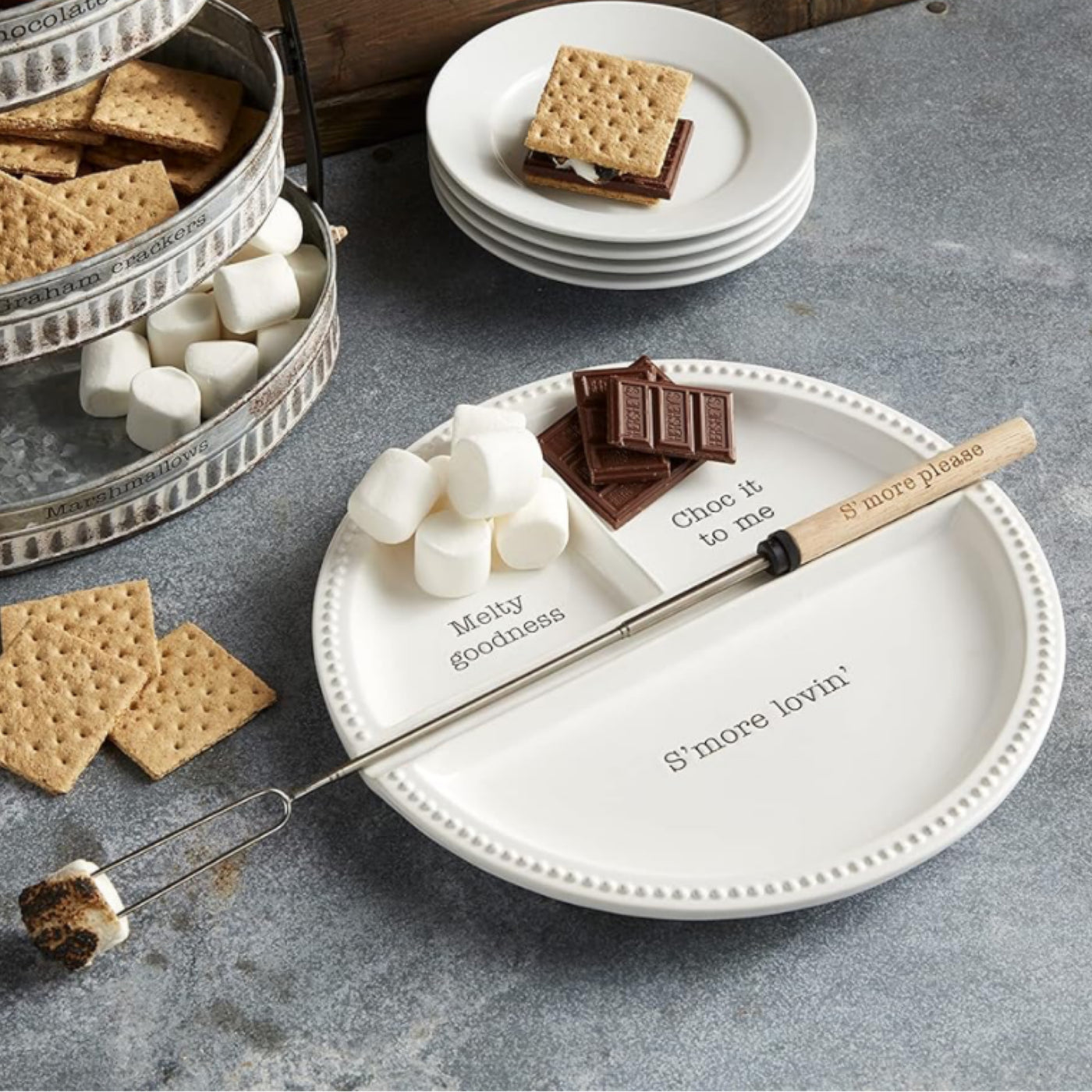 S'mores Plate & Skewer Set