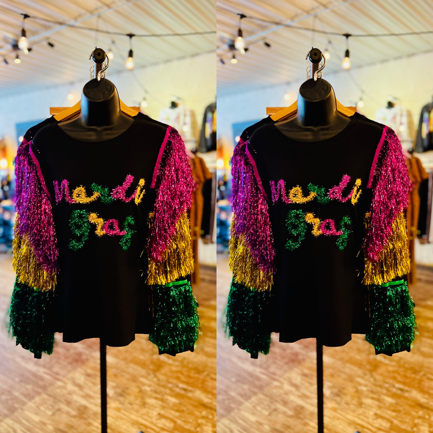 Mardi Gras Tinsel Fringe Top