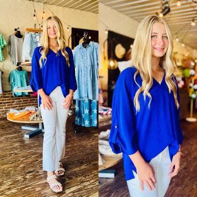 Royal Blue Solid Blouse