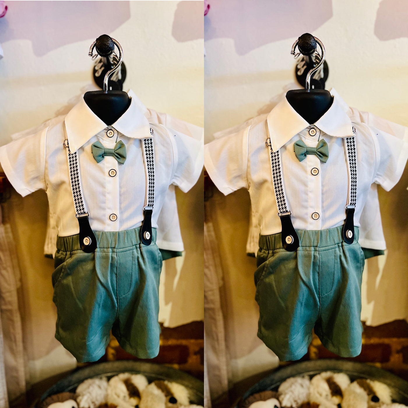 Baby Boy Green Bow Tie Set