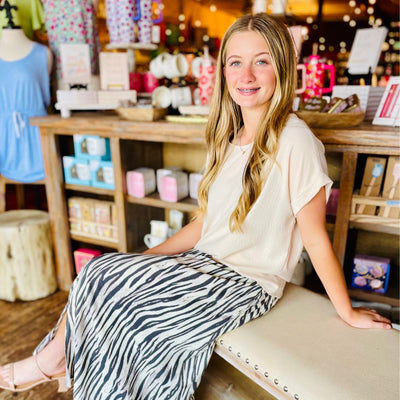 Zebra Print Midi Skirt