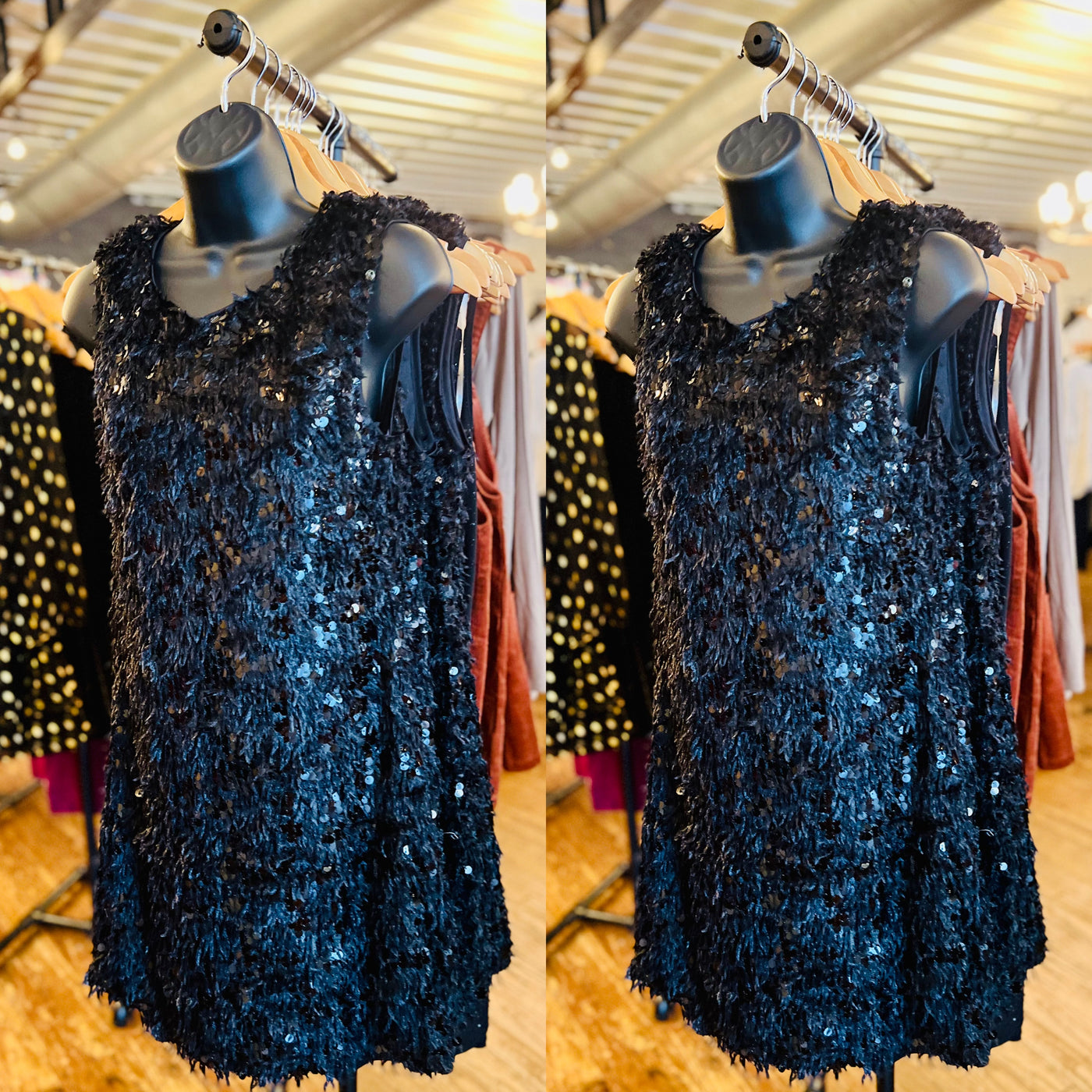 Black Sequin Festive Dress