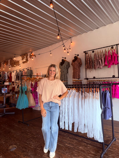 Taupe Summer Ribbed Top