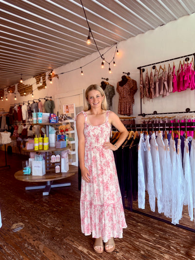 Mauve Floral Sweetheart Midi Dress