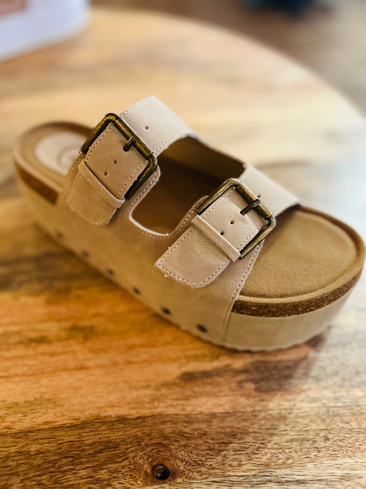 Taupe Nina Wedge Sandals