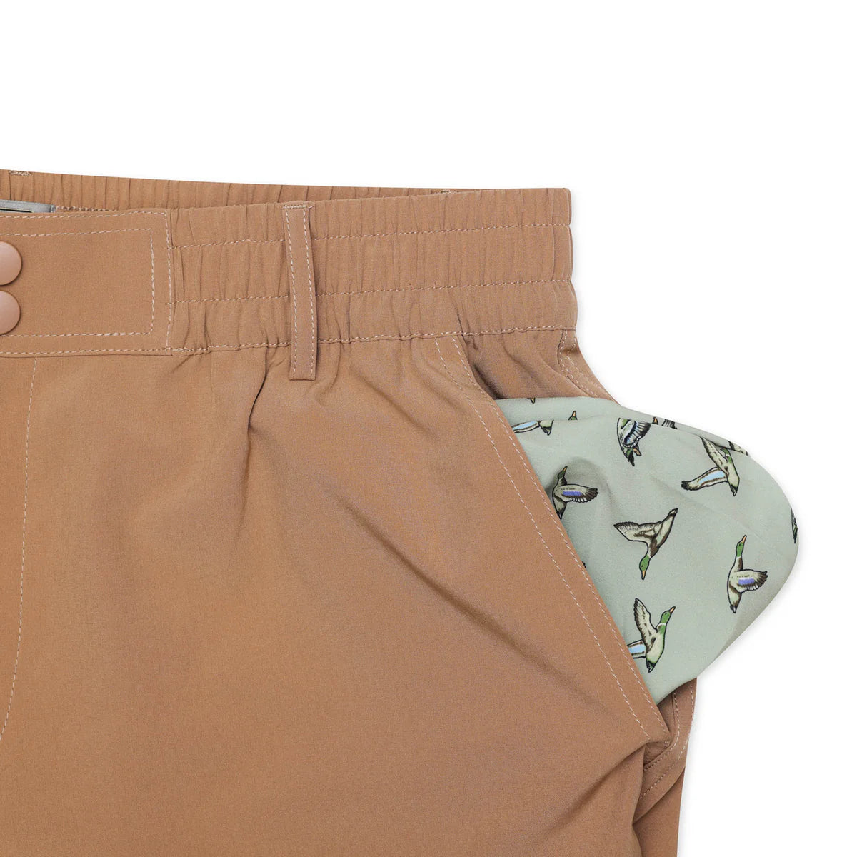 Burlebo Everyday Short - Desert Tan - Flying Ducks Green Pocket  7"