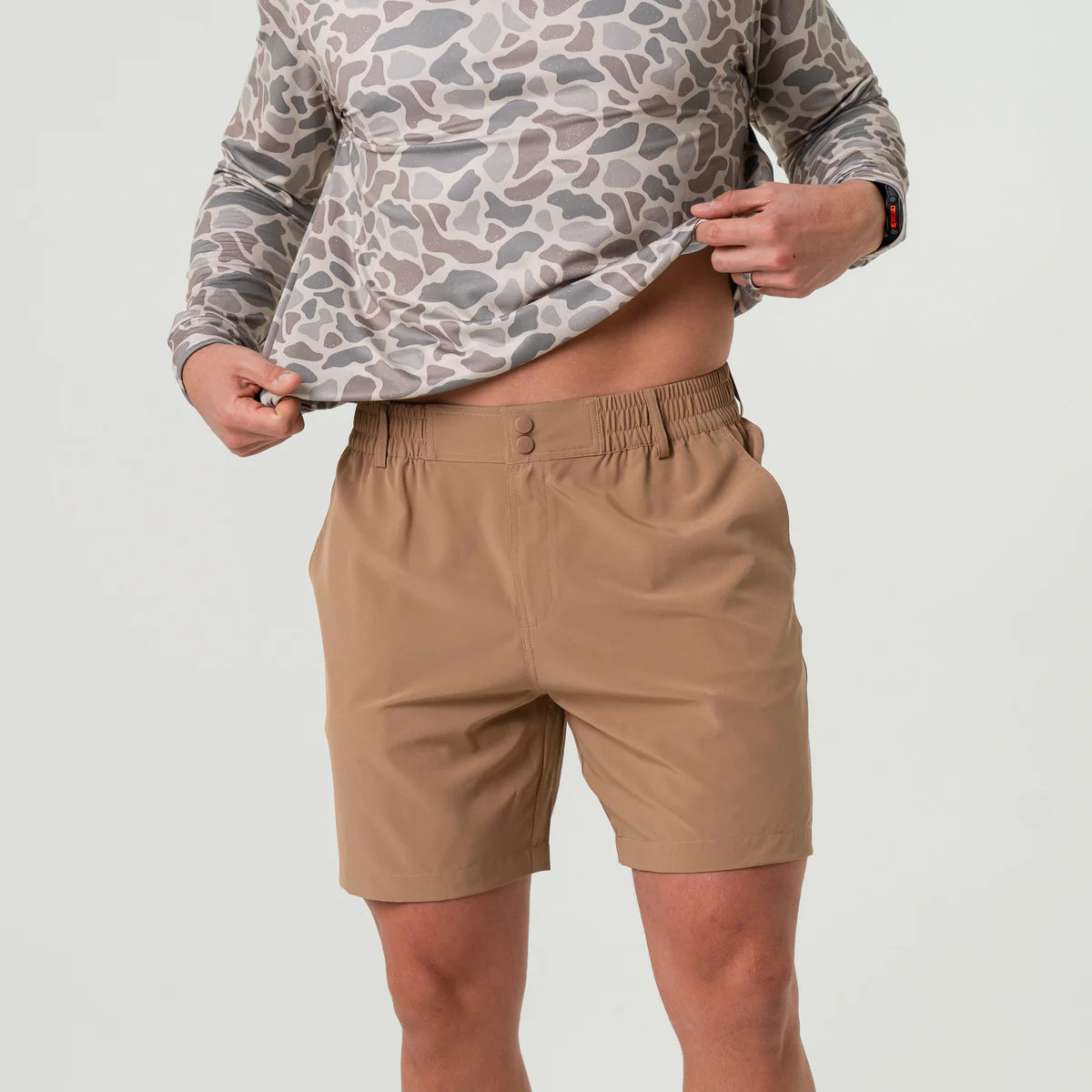 Burlebo Everyday Short - Desert Tan - Flying Ducks Green Pocket  7"