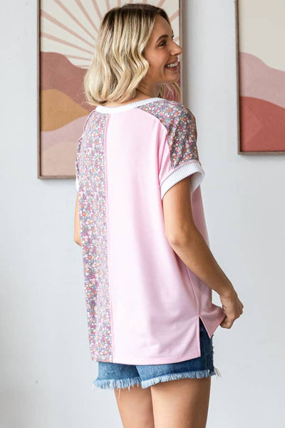 Blush Floral Half Panel Top