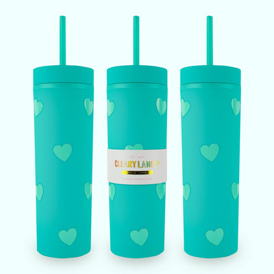 Cleary Lane 16oz Matte Tumbler Cup | Canary Hearts