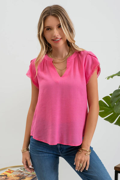 Fuchsia Tassel Sleeve Top