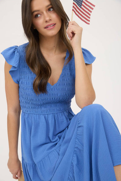 Pink Flutter Sleeve Maxi