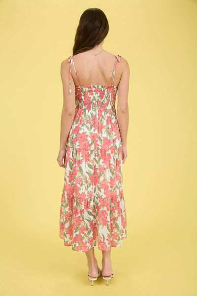 Tropical Floral Smocked Tiered Midi