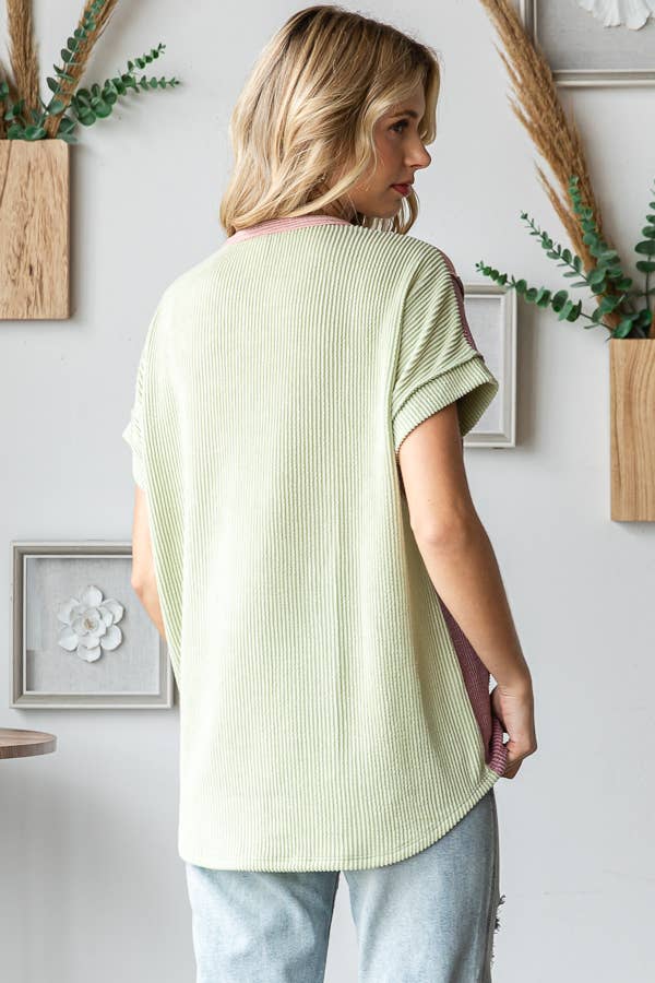 Pink Color Block Top