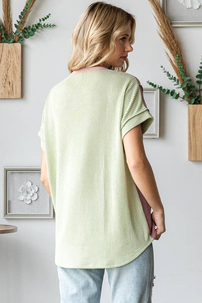 Pink Color Block Top