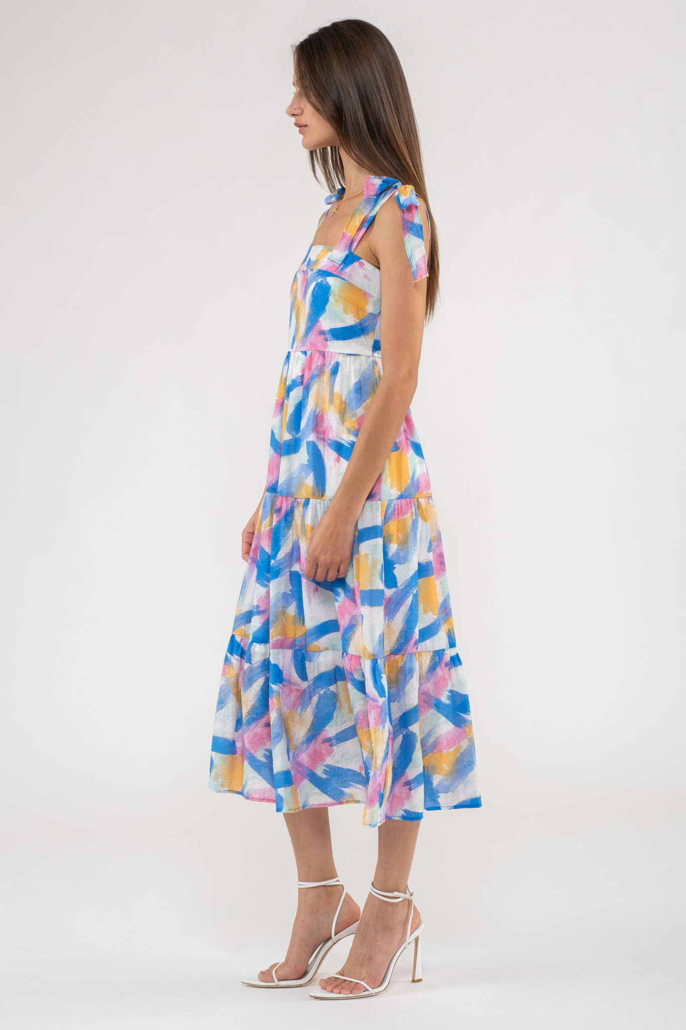 Blue Brush Stroke Midi Dress