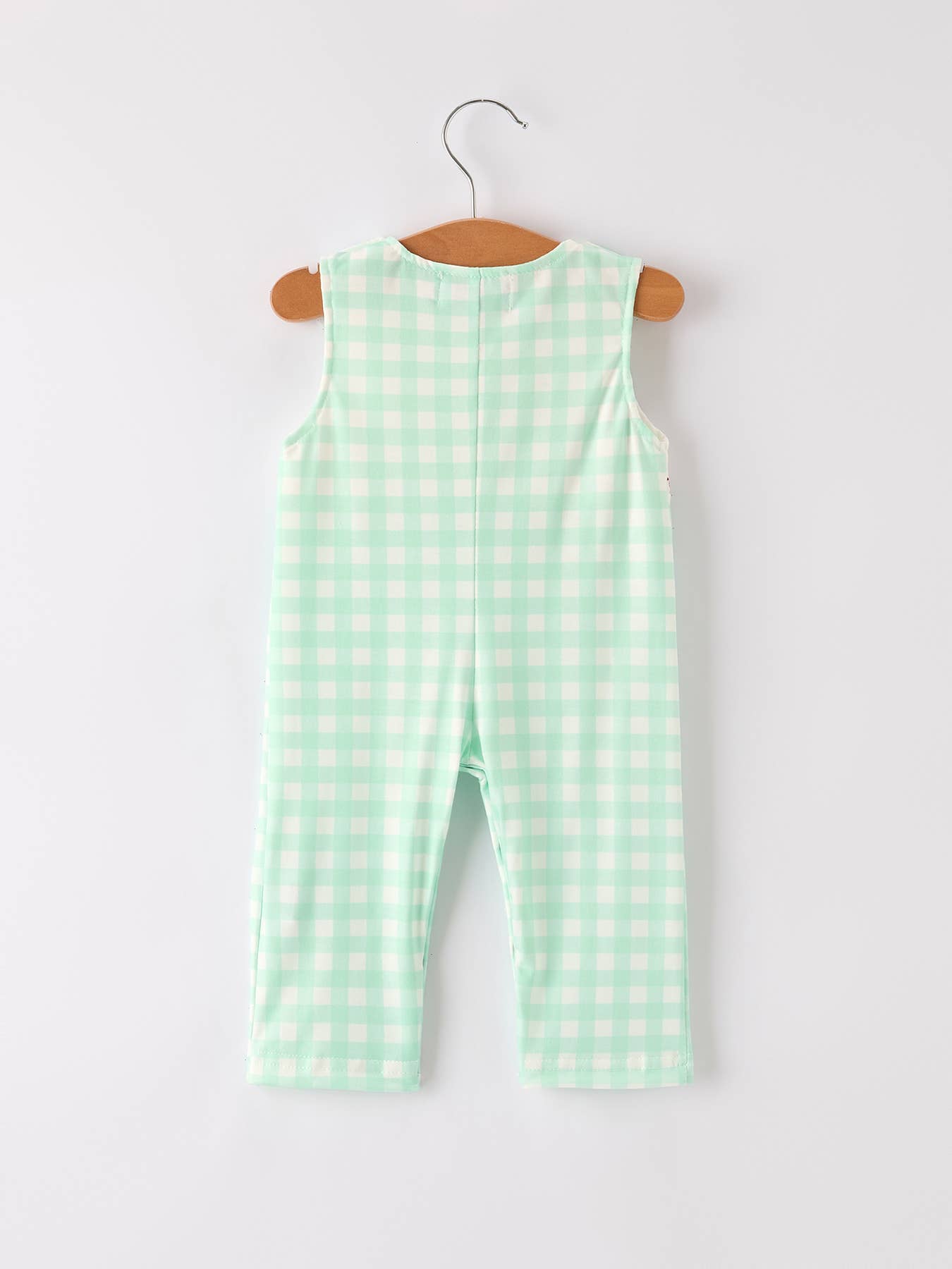 Green Chicken Smock Embroidered Plaid Baby Boys Romper