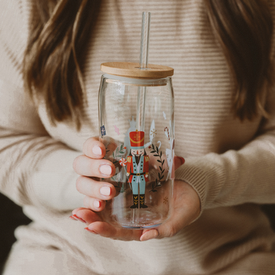 Nutcracker Glass Tumbler w/ Lid