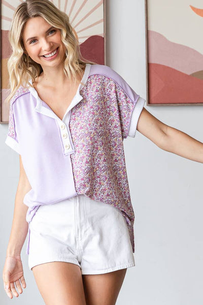 Blush Floral Half Panel Top