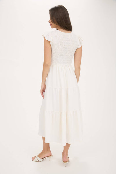 Pink Flutter Sleeve Maxi