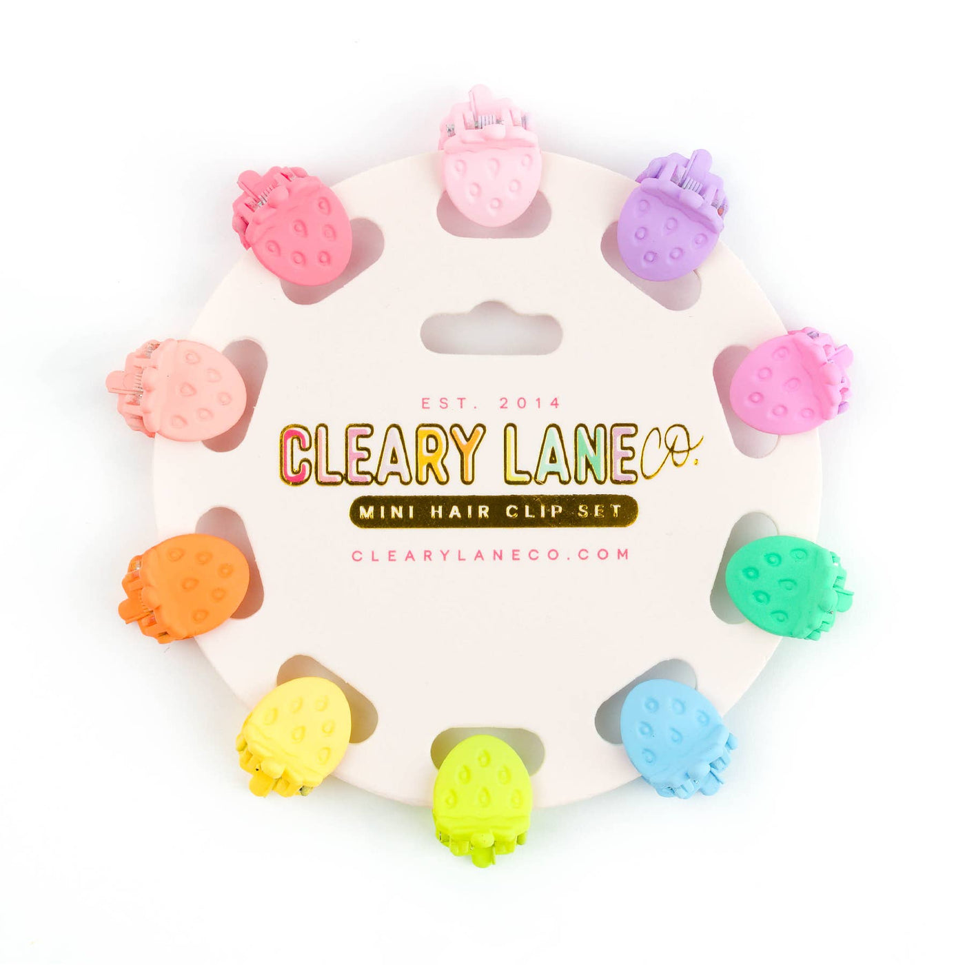 Cleary Lane Rainbow Strawberries Mini Hair Clip Set