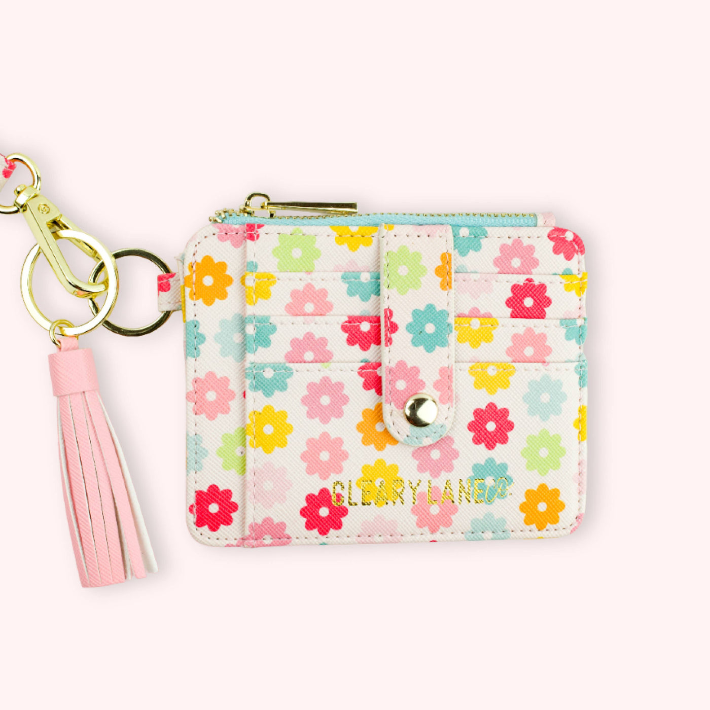 Cleary Lane Colorful Wallet Keychains: Blush Floral Jungle