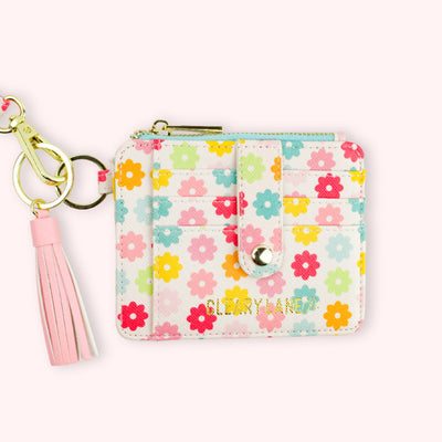 Clearly Lane Colorful Wallet Keychains: Blush Rainbow Flowers